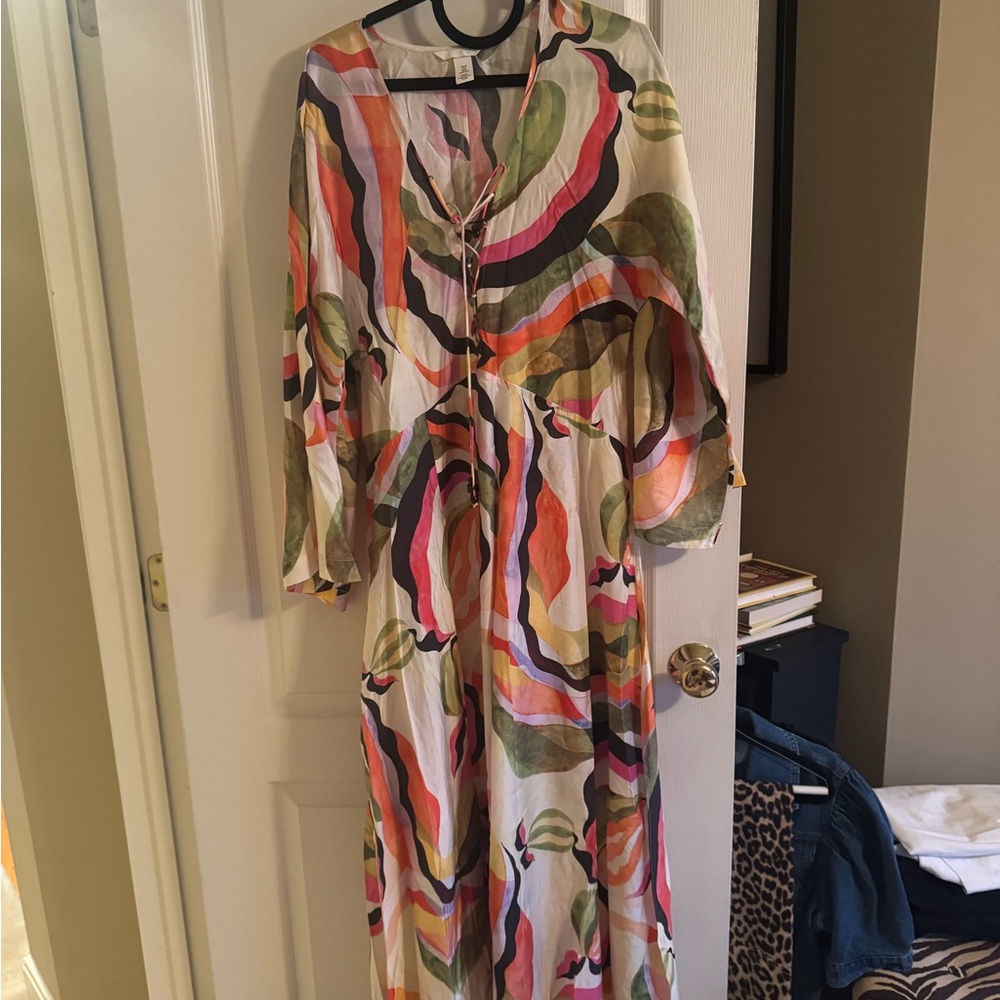 Multicolor Abstract Print Maxi Dress